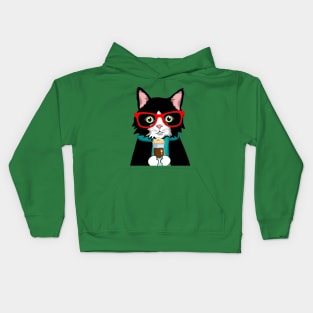 Angry Coffee Black Cat Kids Hoodie